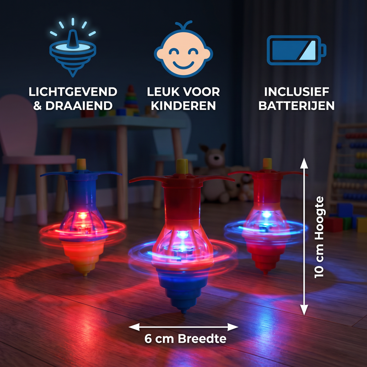 Lichtgevende LED-Draaitol – Kleurrijk Cadeauspeelgoed voor Kinderen