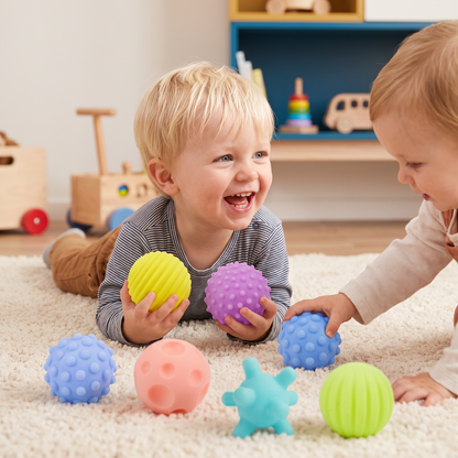 6-delige Set Sensorische Ballen – Zachte Tast- & Massageballen voor Baby’s & Kinderen