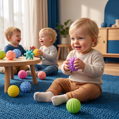 6-delige Set Sensorische Ballen – Zachte Tast- & Massageballen voor Baby’s & Kinderen