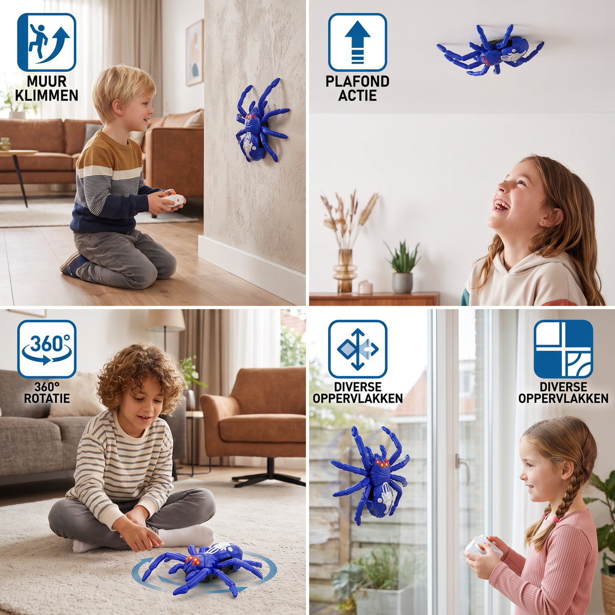 Op Afstandsbediend Muurklimmend Dier – RC Spin/Eekhoorn voor Muren & Plafond