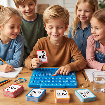 Set met Wiskundige Leerkaarten en Rekenbord – Optellen, Aftrekken, Vermenigvuldigen & Delen