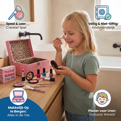Make-up Speelset voor Meisjes – Veilige Kindermake-upset met Praktische Tas