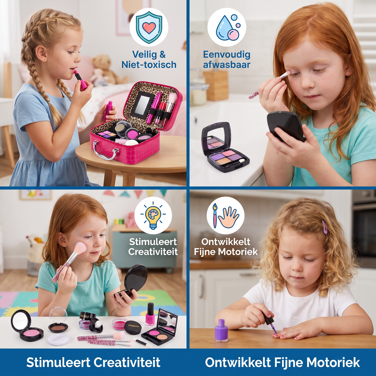 Make-up Speelset voor Meisjes – Veilige Kindermake-upset met Praktische Tas