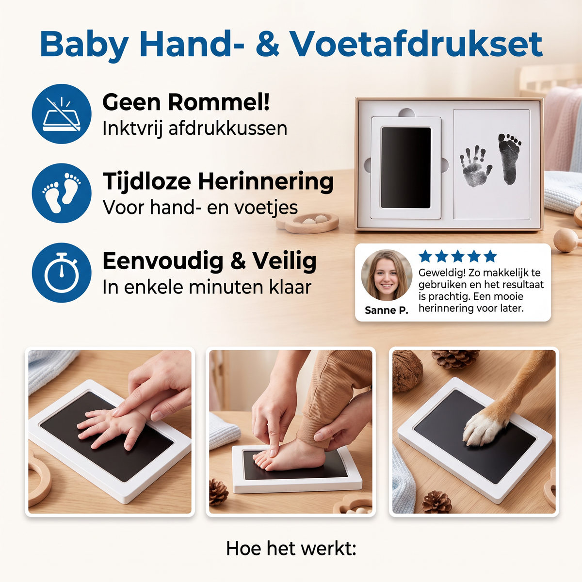Baby Hand- & Voetafdrukset – DIY Herinneringsset voor Peuters