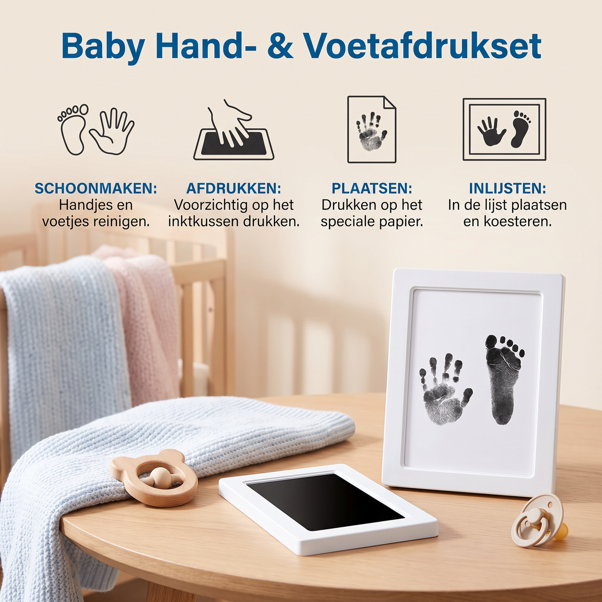 Baby Hand- & Voetafdrukset – DIY Herinneringsset voor Peuters