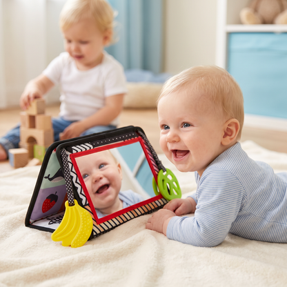 Interactief Spiegeldoekboek – Opvouwbaar & Wasbaar Stoffen Speelgoed voor Baby's