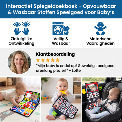 Interactief Spiegeldoekboek – Opvouwbaar & Wasbaar Stoffen Speelgoed voor Baby's