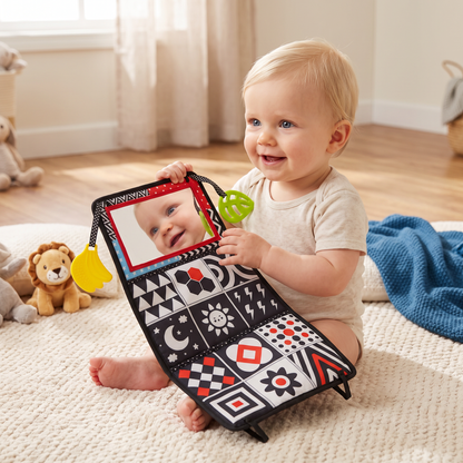 Interactief Spiegeldoekboek – Opvouwbaar & Wasbaar Stoffen Speelgoed voor Baby's