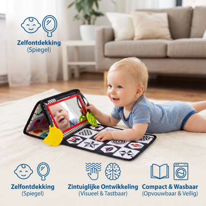 Interactief Spiegeldoekboek – Opvouwbaar & Wasbaar Stoffen Speelgoed voor Baby's