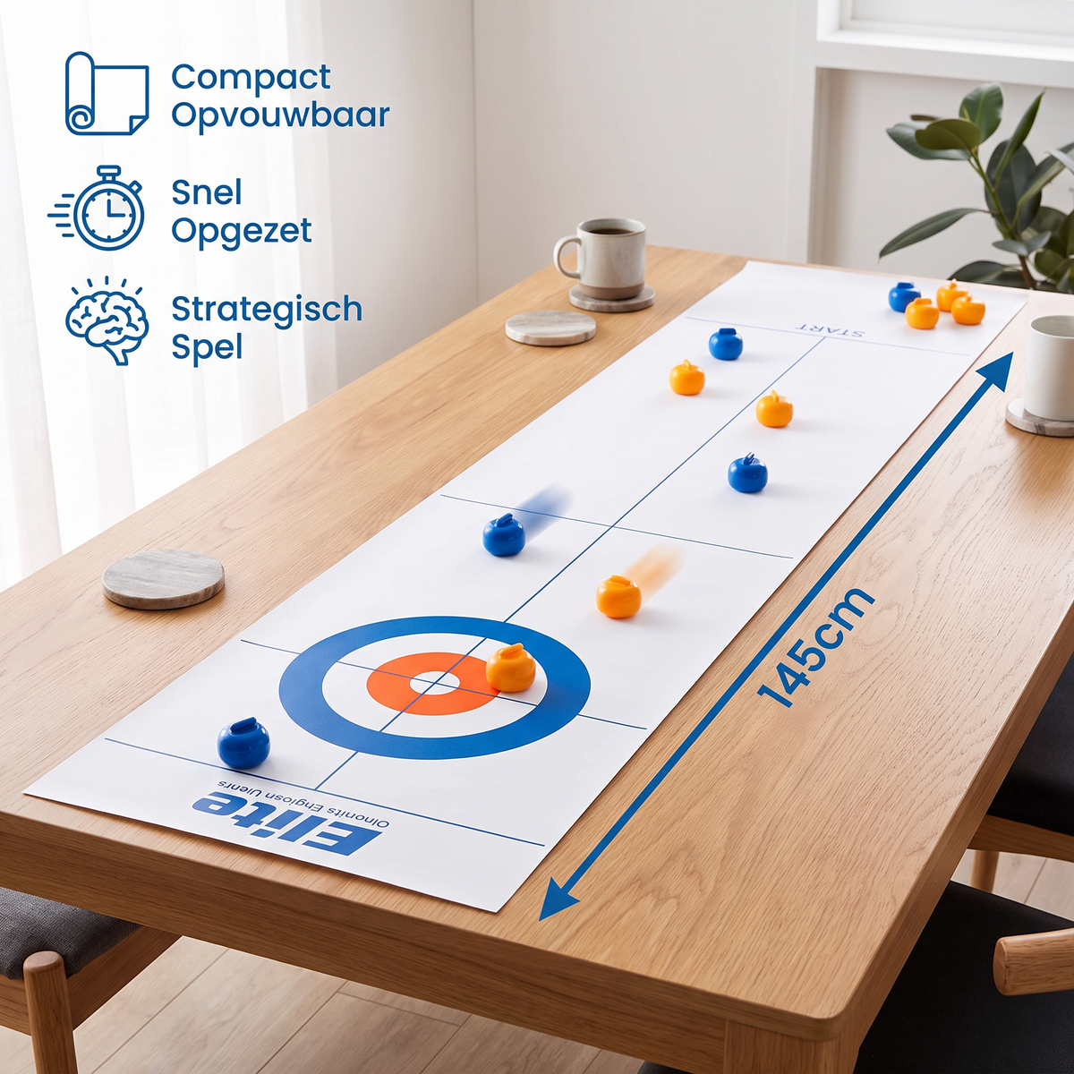 Opvouwbaar Tafelcurlingspel – Wedstrijdset voor 2 Spelers