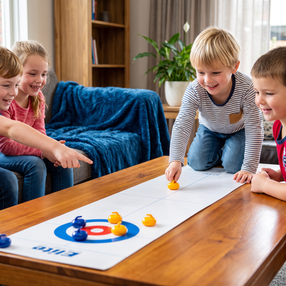 Opvouwbaar Tafelcurlingspel – Wedstrijdset voor 2 Spelers