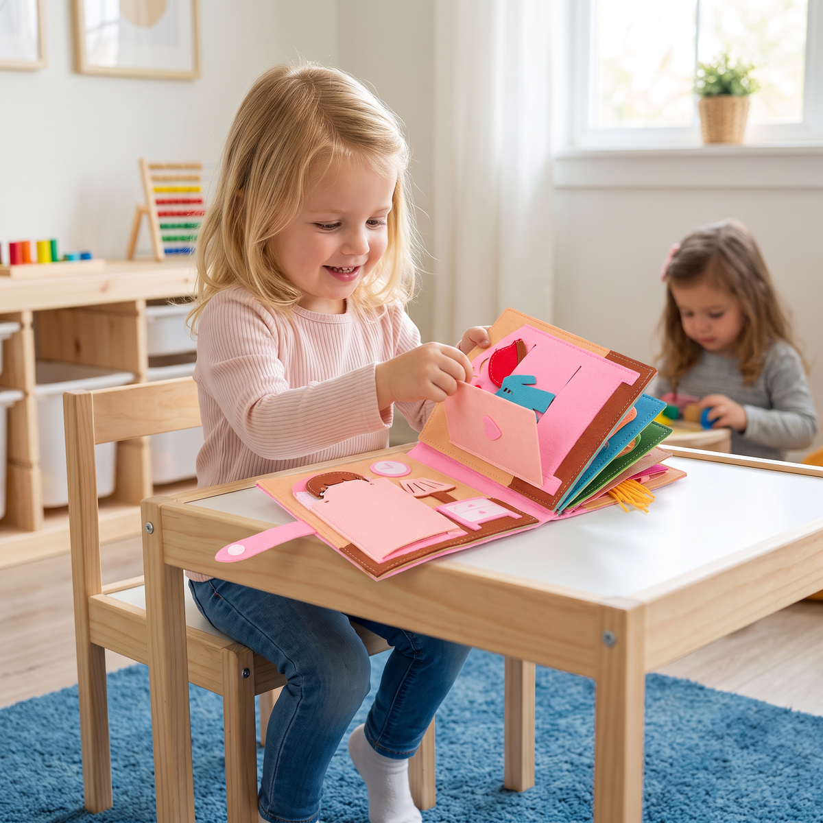 Montessori Vilten Busy Book voor Kinderen – Aankleden, Sorteren & Dagelijks Leren