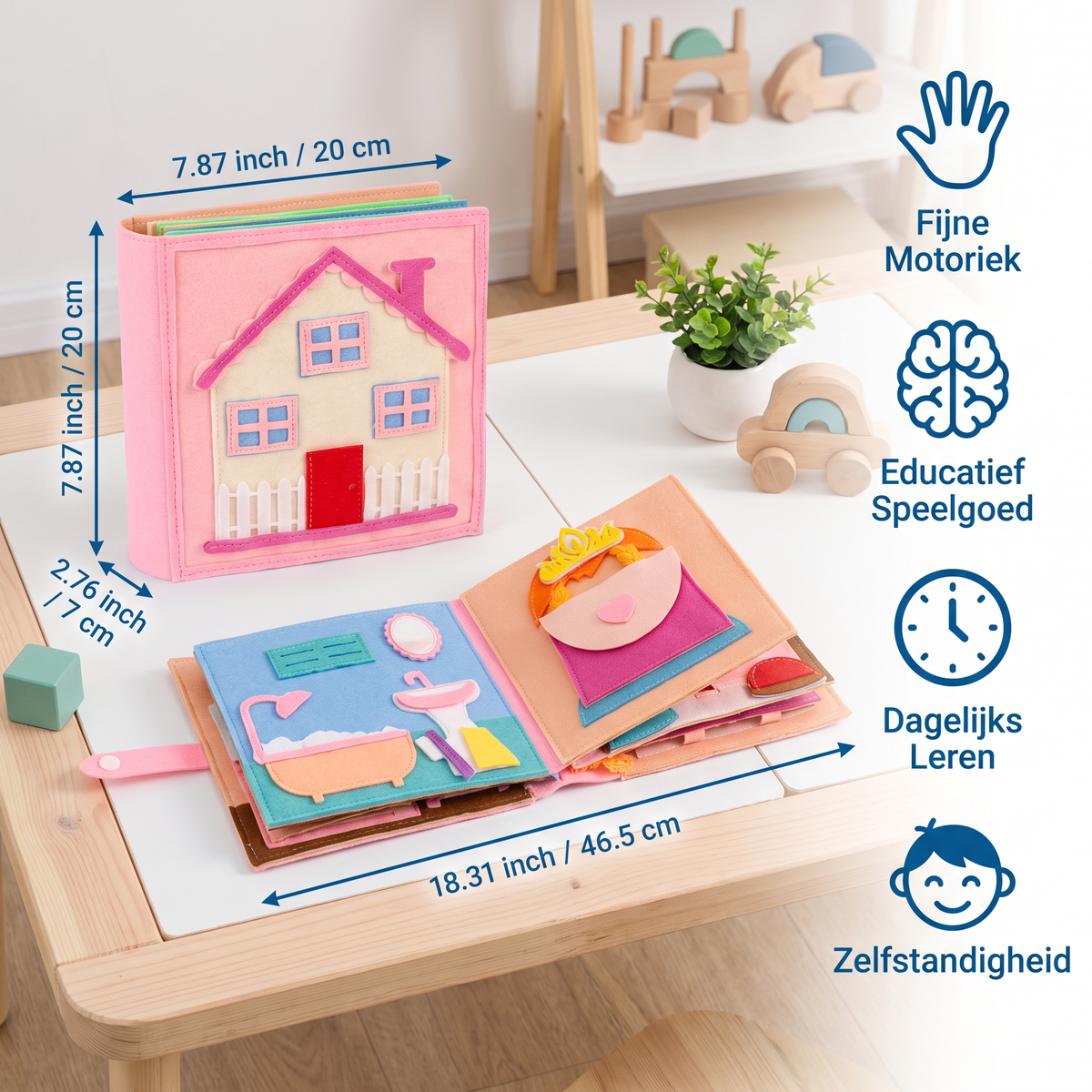 Montessori Vilten Busy Book voor Kinderen – Aankleden, Sorteren & Dagelijks Leren