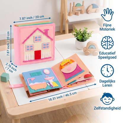 Montessori Vilten Busy Book voor Kinderen – Aankleden, Sorteren & Dagelijks Leren
