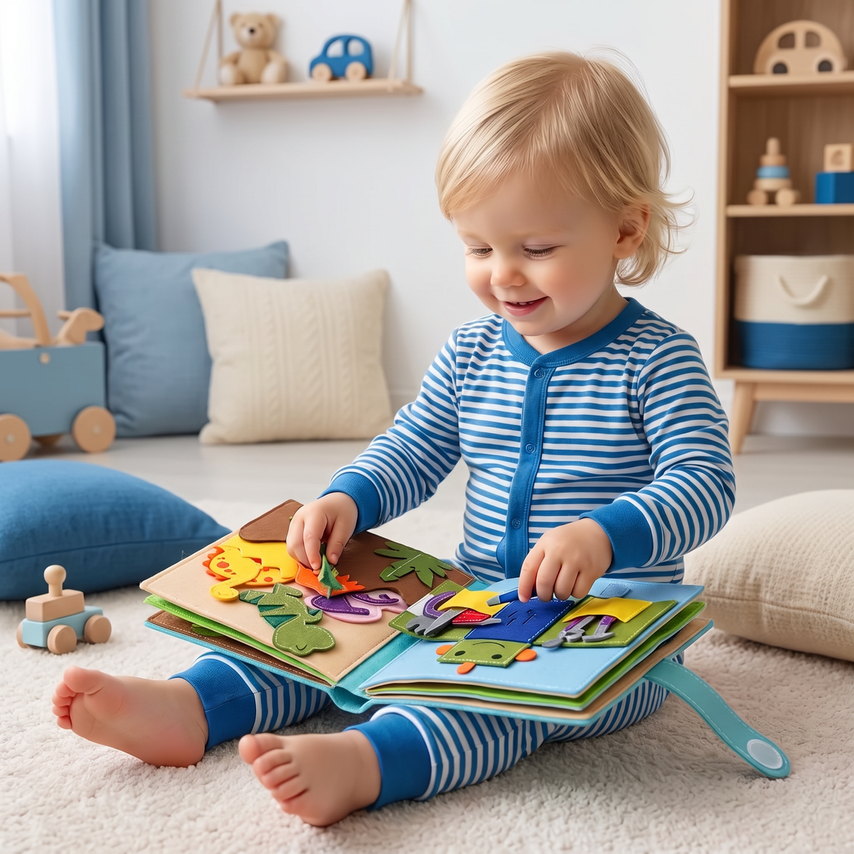 Montessori Vilten Busy Book voor Kinderen – Aankleden, Sorteren & Dagelijks Leren
