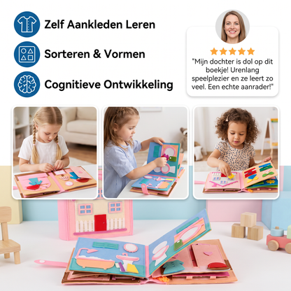 Montessori Vilten Busy Book voor Kinderen – Aankleden, Sorteren & Dagelijks Leren