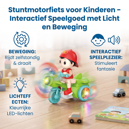 Stuntmotorfiets voor Kinderen – Interactief Speelgoed met Licht en Beweging