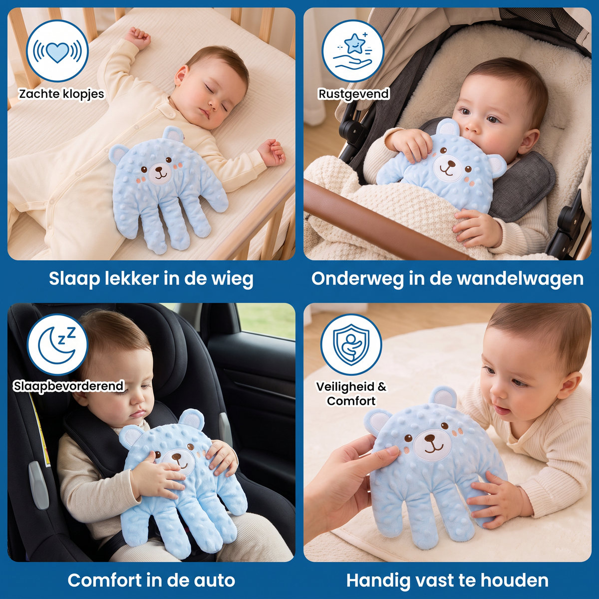 Baby-slaaphulp met zachte klopfunctie – ondersteunt rustig en zelfstandig inslapen