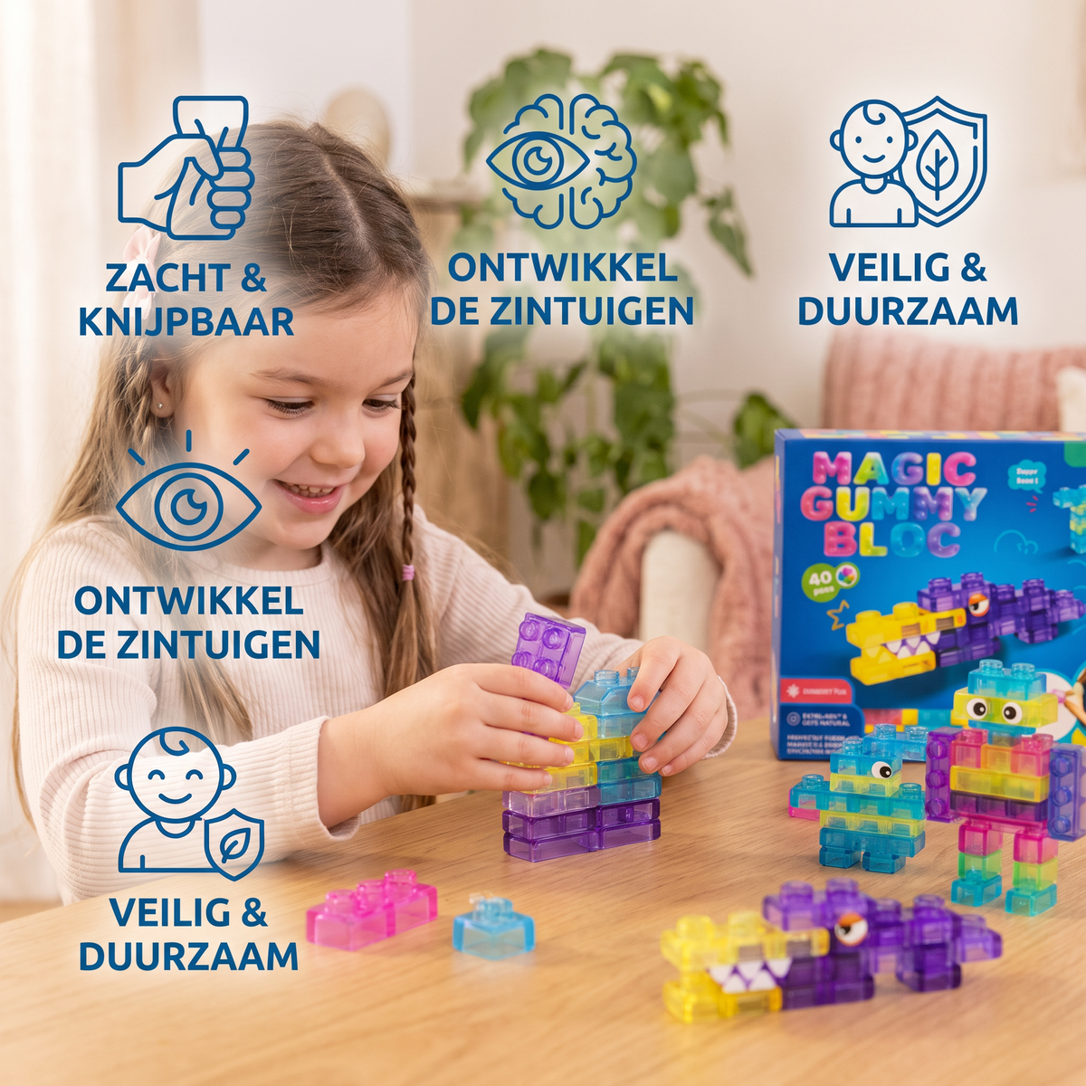 Sensorische Zachte Bouwstenen voor Kinderen – Zachte, Knijpbare Leerbouwstenen voor Spelen & Plezier
