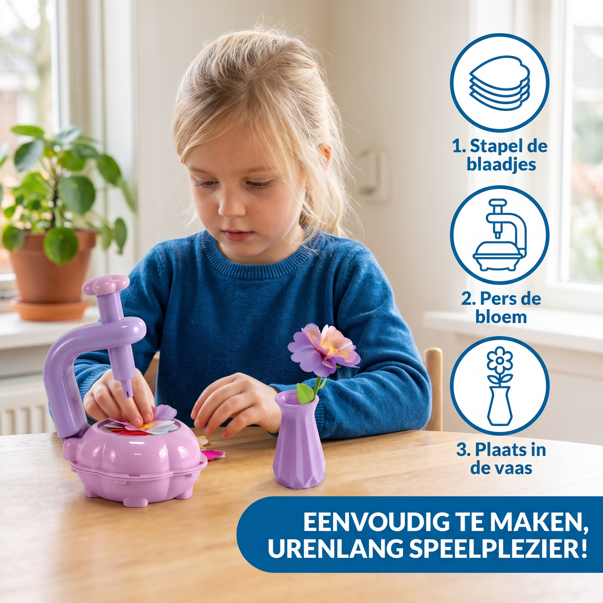 Kinderbloemenboeket Knutselset met Persmachine – DIY Creatieve Set voor Meisjes