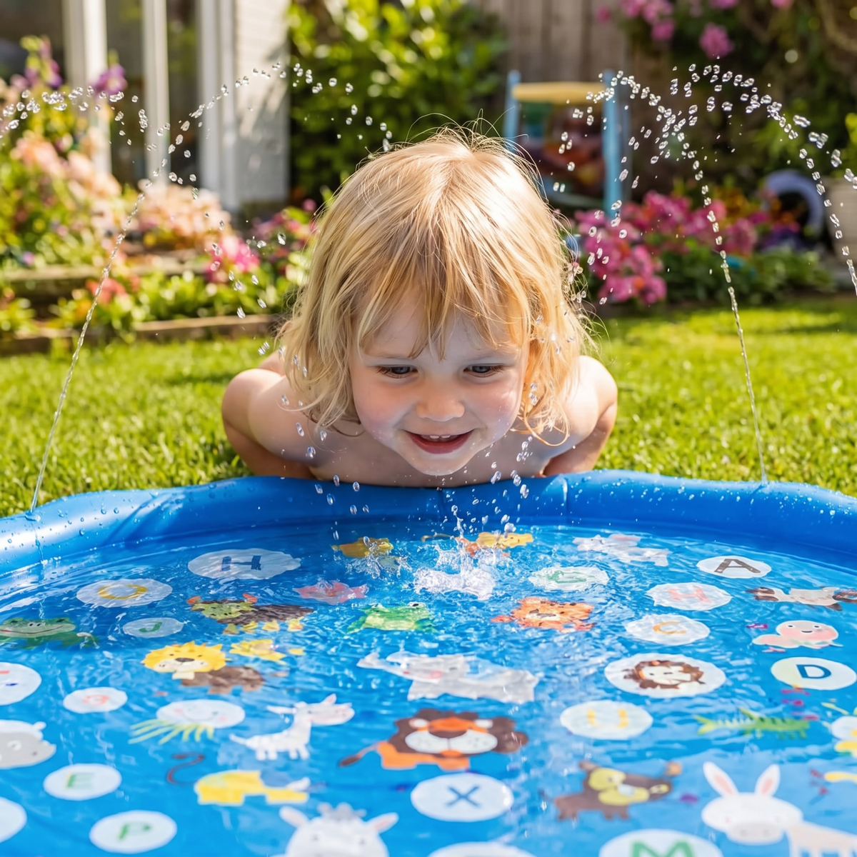Opblaasbare Waterspeelmat voor Kinderen met Sproeier – Buitenspeelplezier in de Tuin & op het Strand