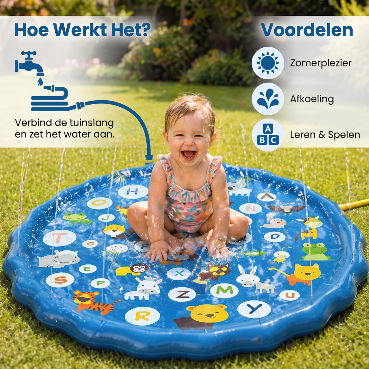 Opblaasbare Waterspeelmat voor Kinderen met Sproeier – Buitenspeelplezier in de Tuin & op het Strand