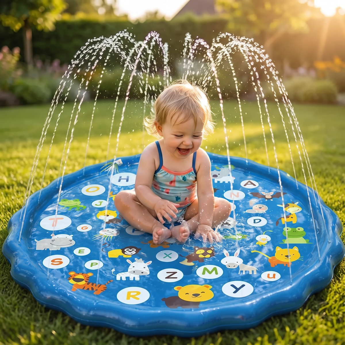 Opblaasbare Waterspeelmat voor Kinderen met Sproeier – Buitenspeelplezier in de Tuin & op het Strand
