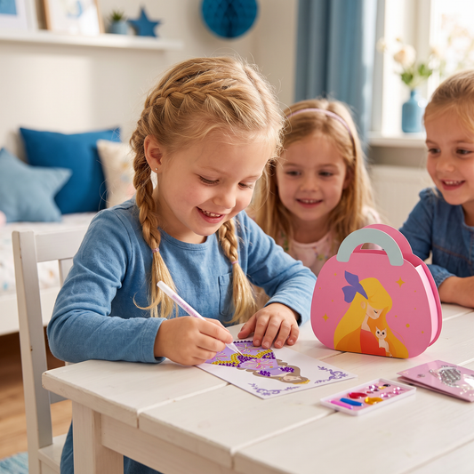 Prinses Diamant Sticker- & Schminkknutselset – Glitter Creatieve Set voor Meisjes