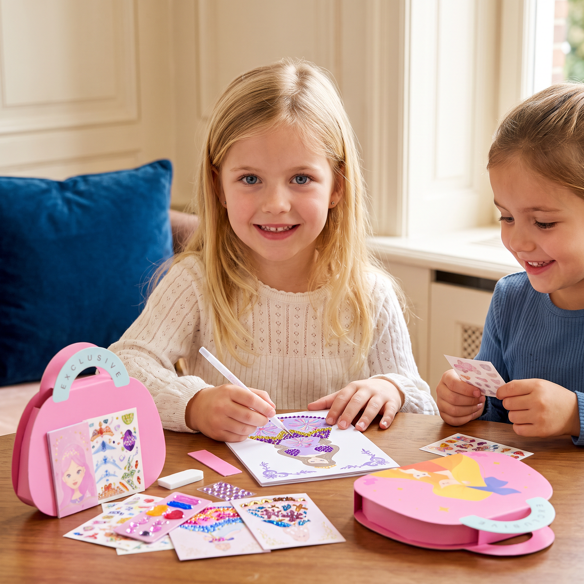 Prinses Diamant Sticker- & Schminkknutselset – Glitter Creatieve Set voor Meisjes