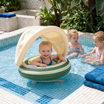 Opblaasbare Retro Lollipop Babyzwemband met Afneembare Zonnekap – Veilige Zitplaats voor 6–36 Maanden