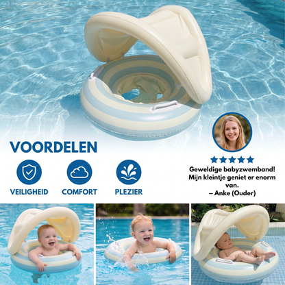 Opblaasbare Retro Lollipop Babyzwemband met Afneembare Zonnekap – Veilige Zitplaats voor 6–36 Maanden