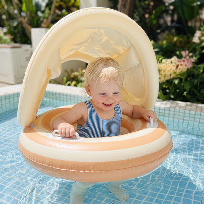 Opblaasbare Retro Lollipop Babyzwemband met Afneembare Zonnekap – Veilige Zitplaats voor 6–36 Maanden