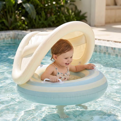 Opblaasbare Retro Lollipop Babyzwemband met Afneembare Zonnekap – Veilige Zitplaats voor 6–36 Maanden