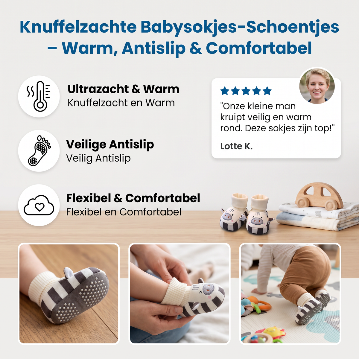 Knuffelzachte Babysokjes-Schoentjes – Warm, Antislip & Comfortabel