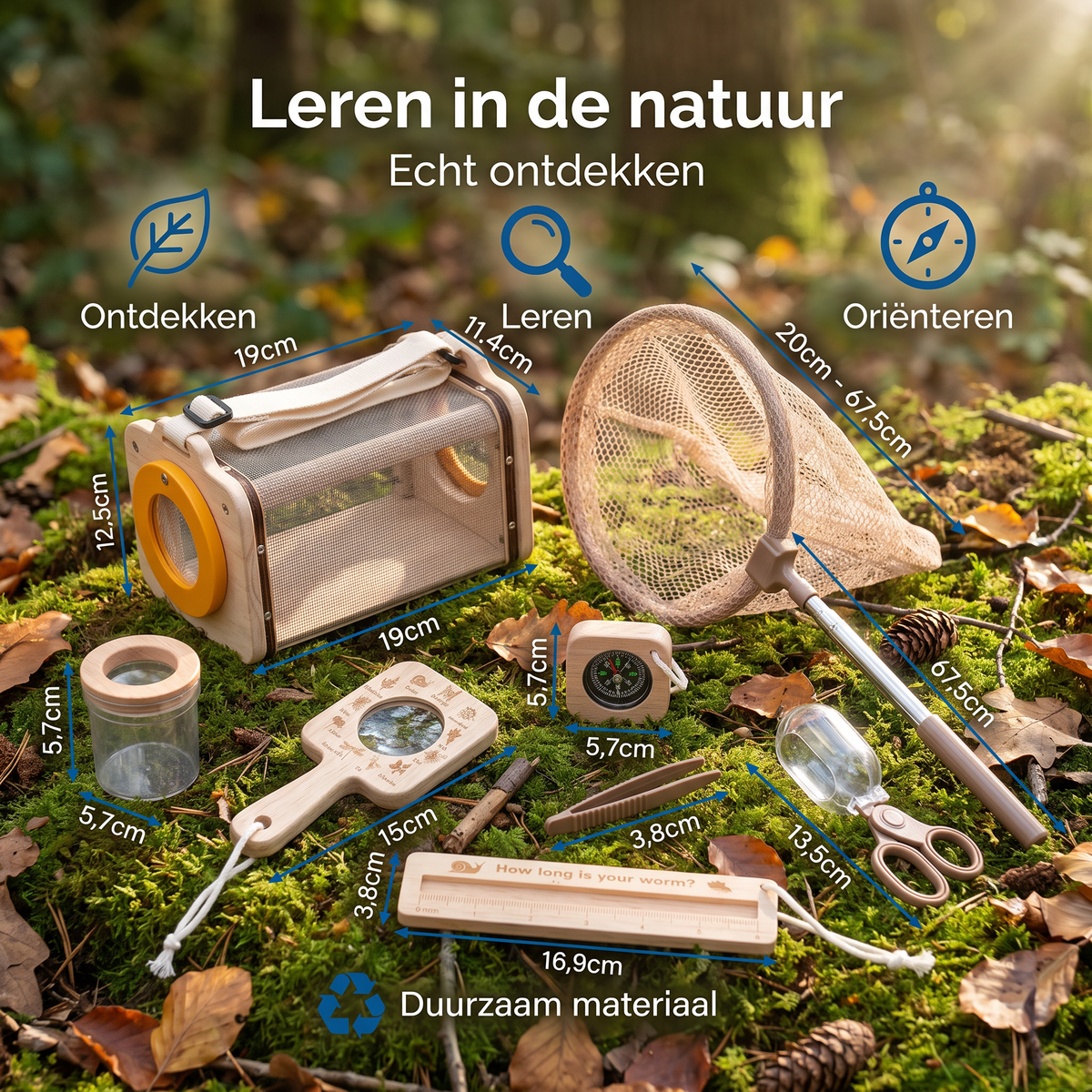 Kinder Natuur Ontdekkingsset met Schepnetje, Loep en Kompas