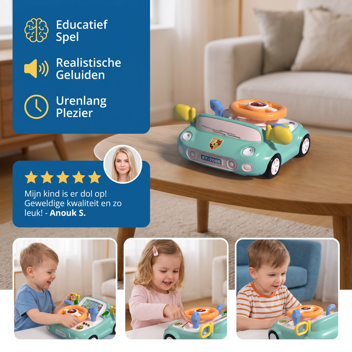 Fahrsimulator Speelgoed met Stuur en Scherm voor Kinderen
