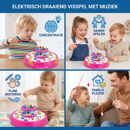 Elektrisch Draaiend Visspel Speelgoed met Muziek en Kleurrijke Vissen