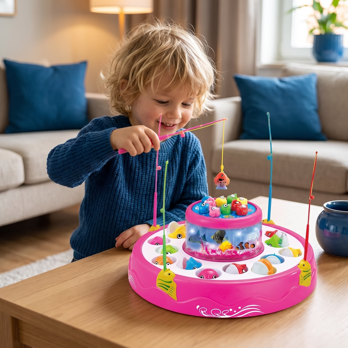 Elektrisch Draaiend Visspel Speelgoed met Muziek en Kleurrijke Vissen