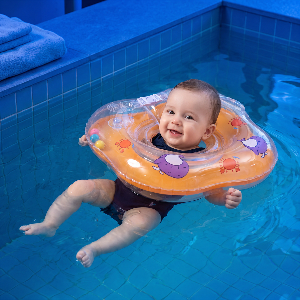 Aufblasbarer Baby-Nackenschwimmring mit Doppel-Luftkammer
