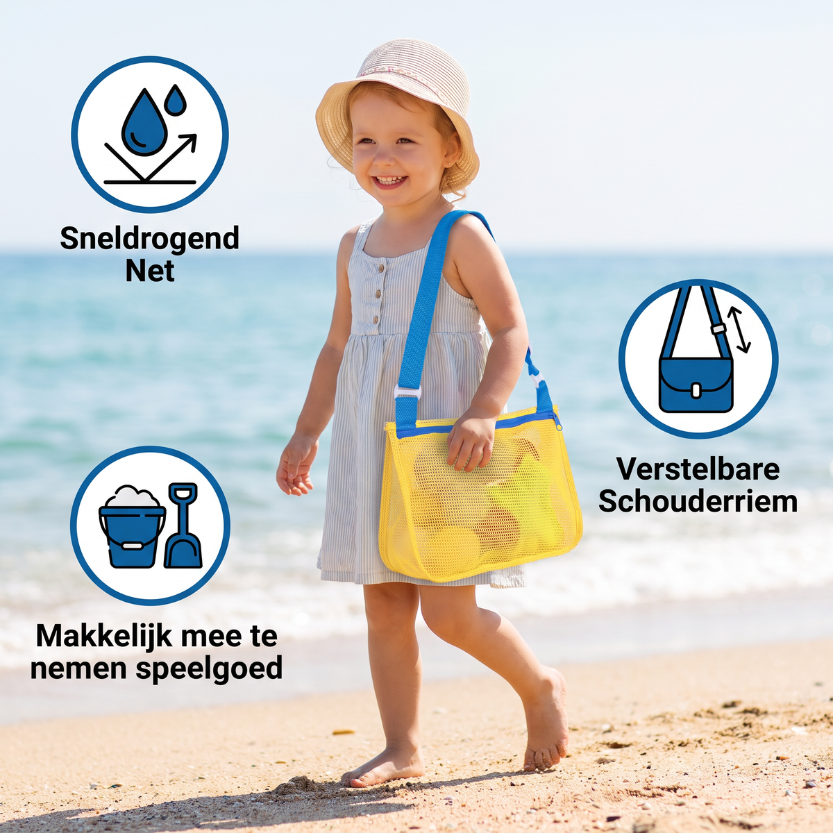 Kinder Net Strand- en Zwemtas voor Speelgoed en Accessoires