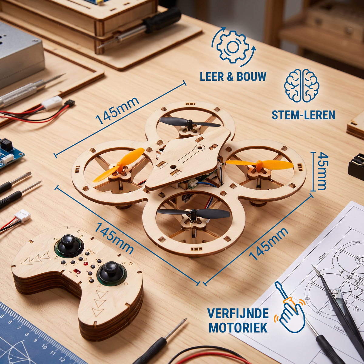 DIY Houten RC-Quadcopter Bouwset – Bouw Je Eigen Vliegavontuur