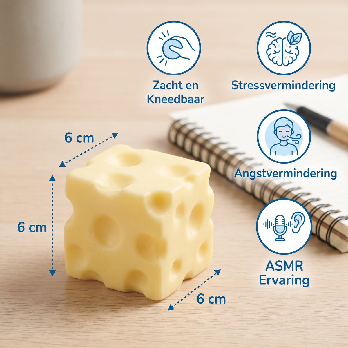 Zachte Kaas-Stressbal – Zacht, Kneedbaar ASMR-Fidgetspeelgoed voor Stress- en Angstvermindering