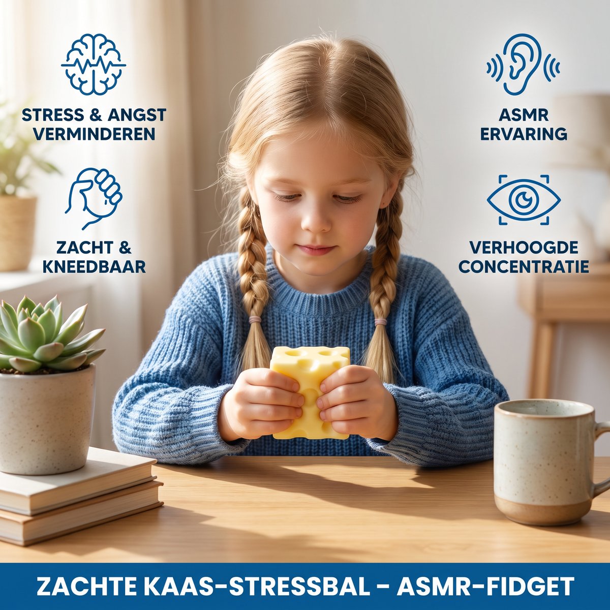 Zachte Kaas-Stressbal – Zacht, Kneedbaar ASMR-Fidgetspeelgoed voor Stress- en Angstvermindering