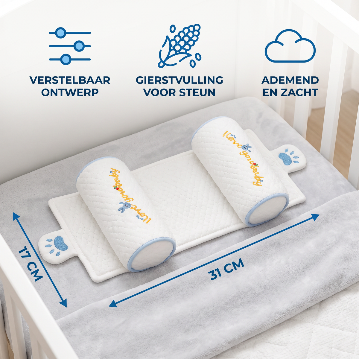 Verstelbaar Babykussen voor het Hoofd met Gierstvulling