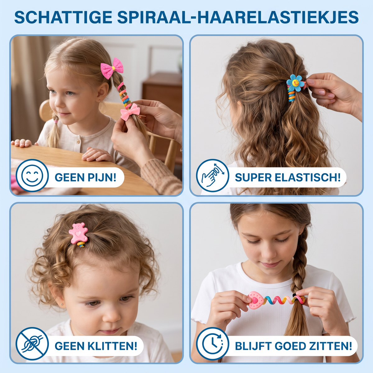 Schattige Spiraal-Haarelastiekjes Set voor Kinderen
