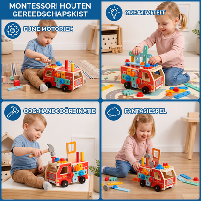 Montessori Houten Gereedschapskist Brandweer met Bouwset