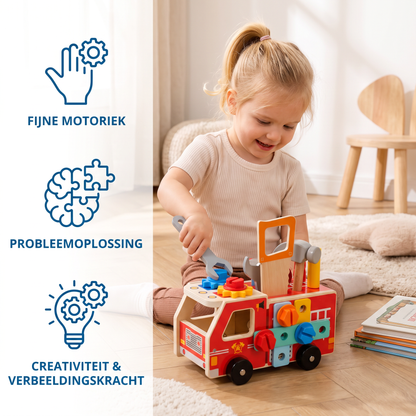 Montessori Houten Gereedschapskist Brandweer met Bouwset