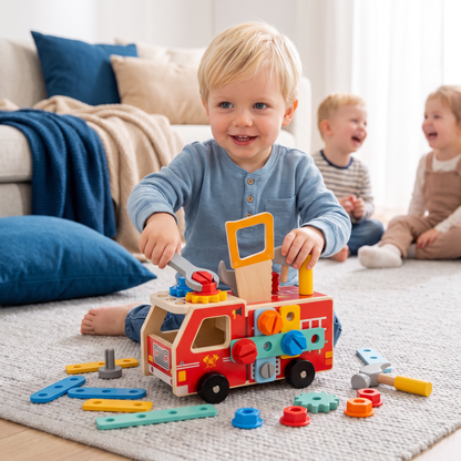 Montessori Houten Gereedschapskist Brandweer met Bouwset