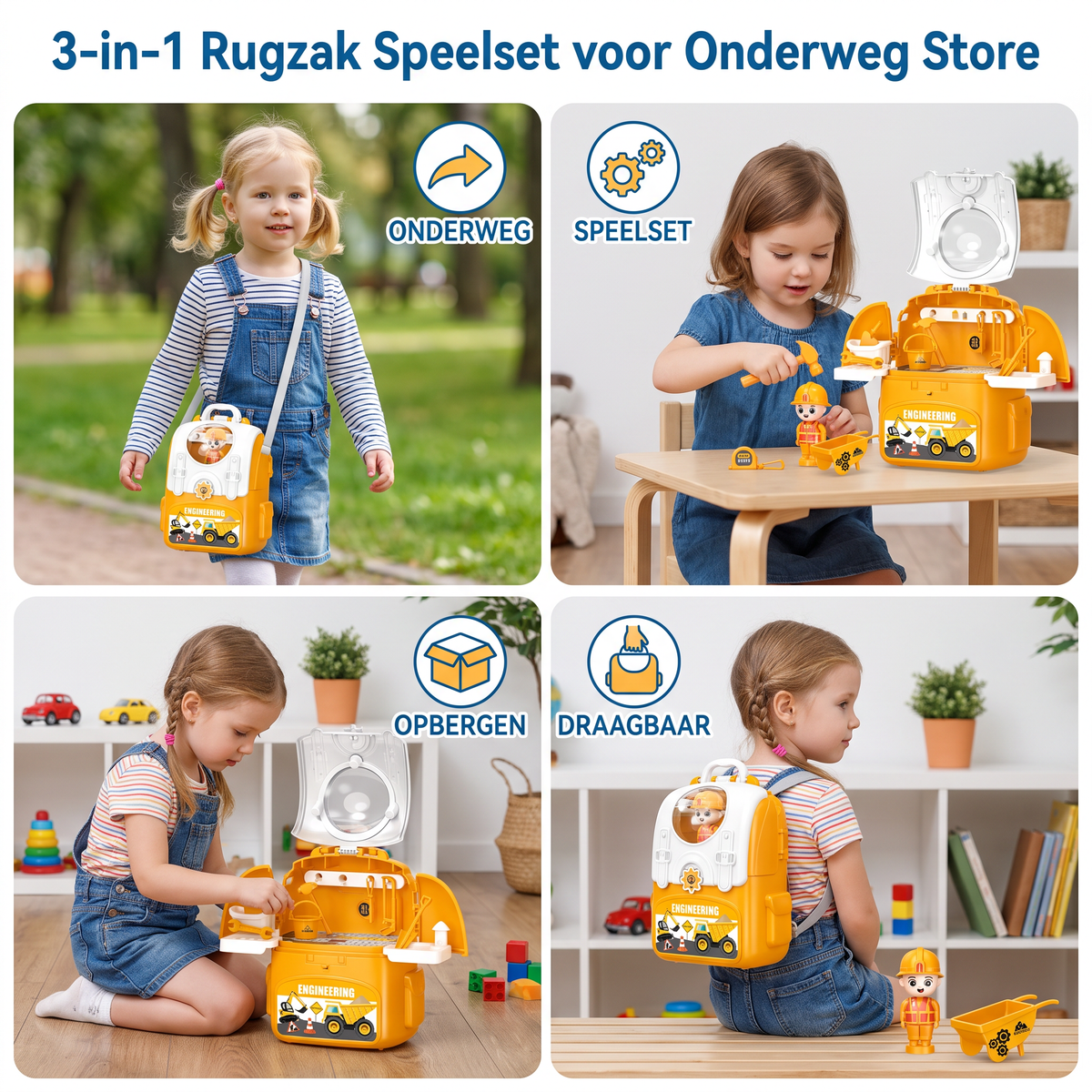 3-in-1 Rugzak Speelset voor Onderweg