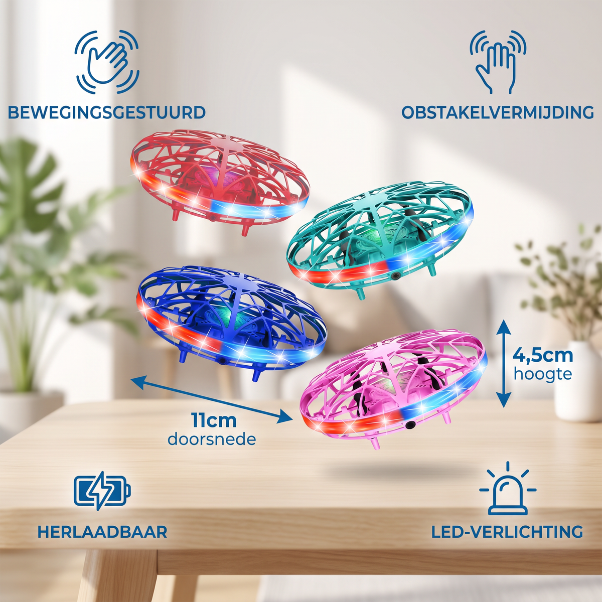 Bewegingsgestuurde LED-UFO-Drone